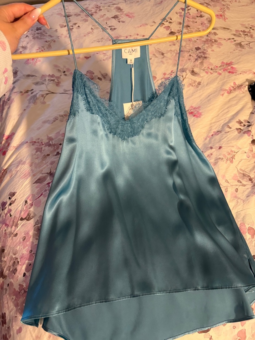 Cami NYC Satin Lace Trim Cami - Sea Blue